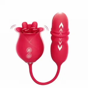 Rose Romeo 3in1 Dual Tongue Rose Adult Toys Vibrators with 10 Licking & 10 Thrust, Clitoral Nipple Anal G Spot Vibrator