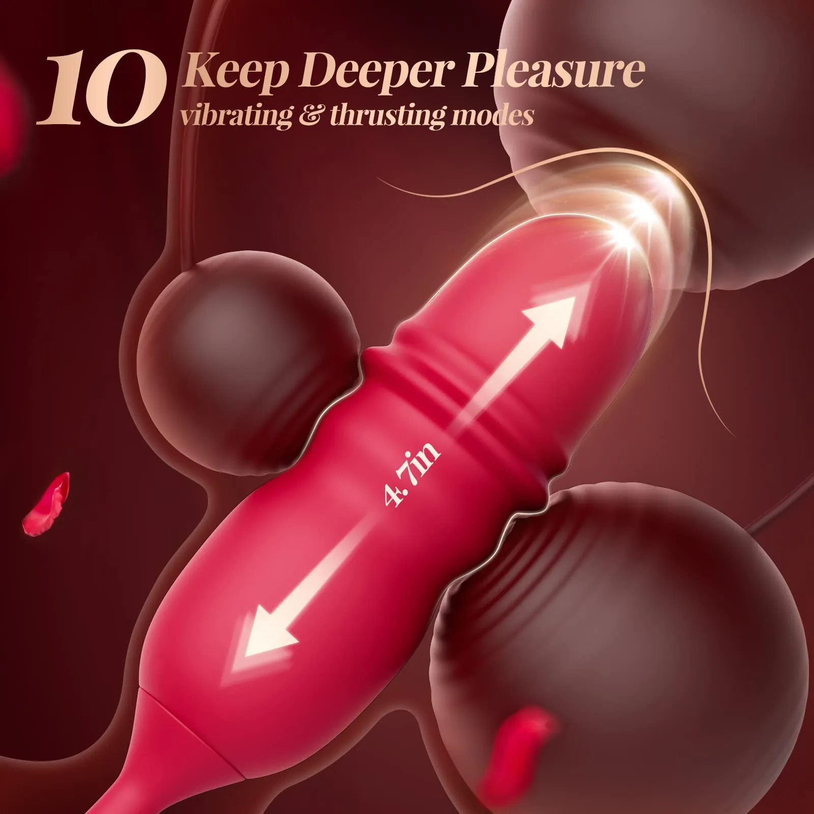 Rose Romeo 3in1 Dual Tongue Rose Adult Toys Vibrators with 10 Licking & 10 Thrust, Clitoral Nipple Anal G Spot Vibrator