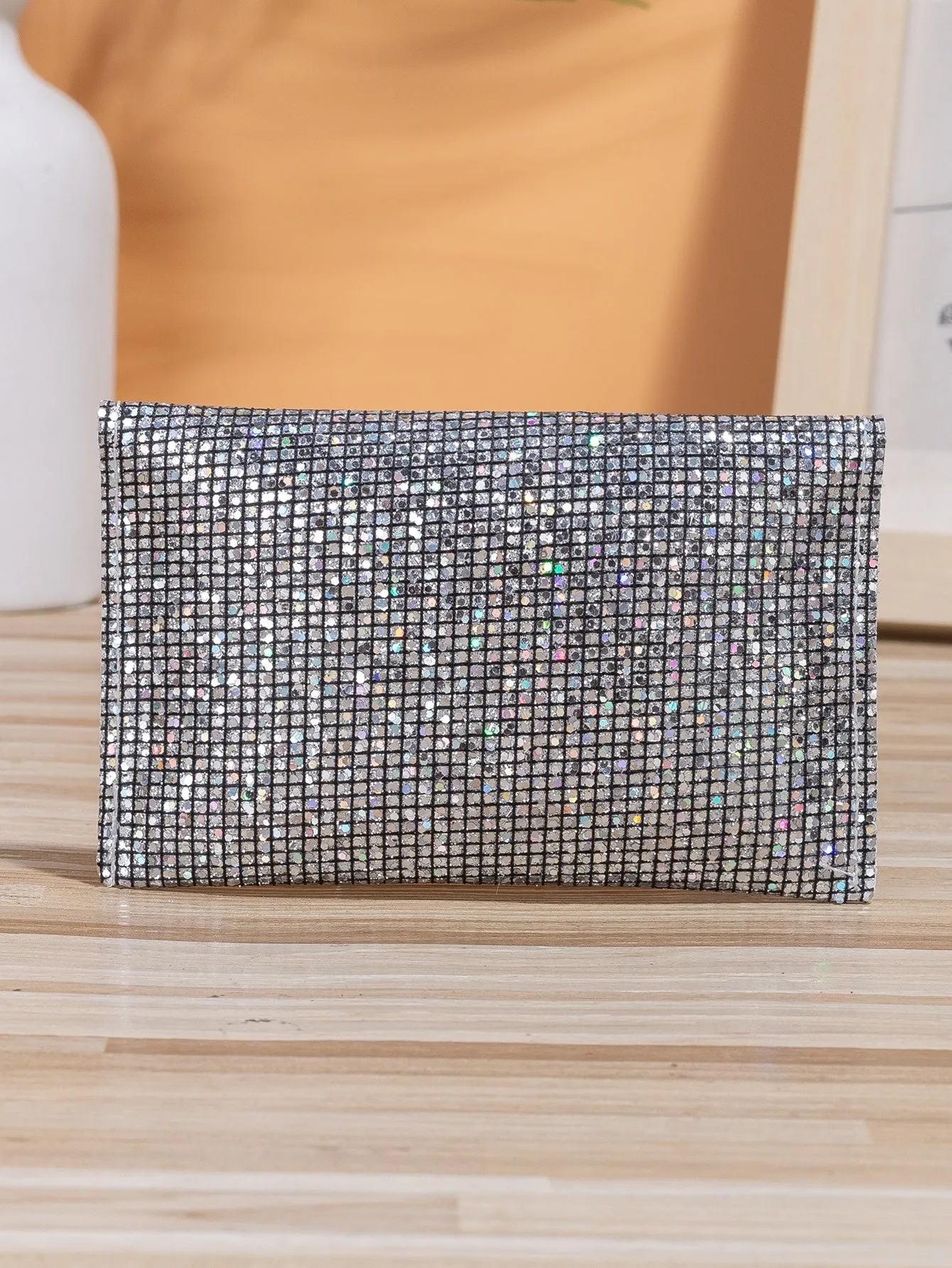 Sequin Decor Flap Card Holder Coin Purse Change Pouch Coin Case Small Wallet