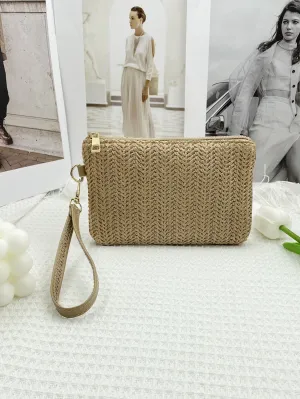 Straw Pattern Coin Purse Zipper Mini Bag Change Pouch Small Coin Case