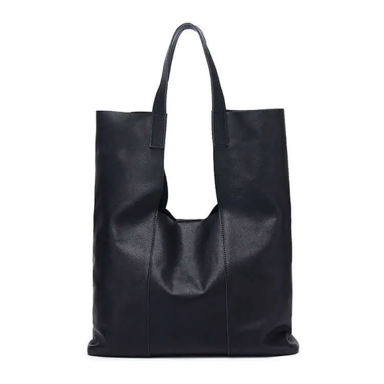 Stylish Black Leather Tote Bag for Women