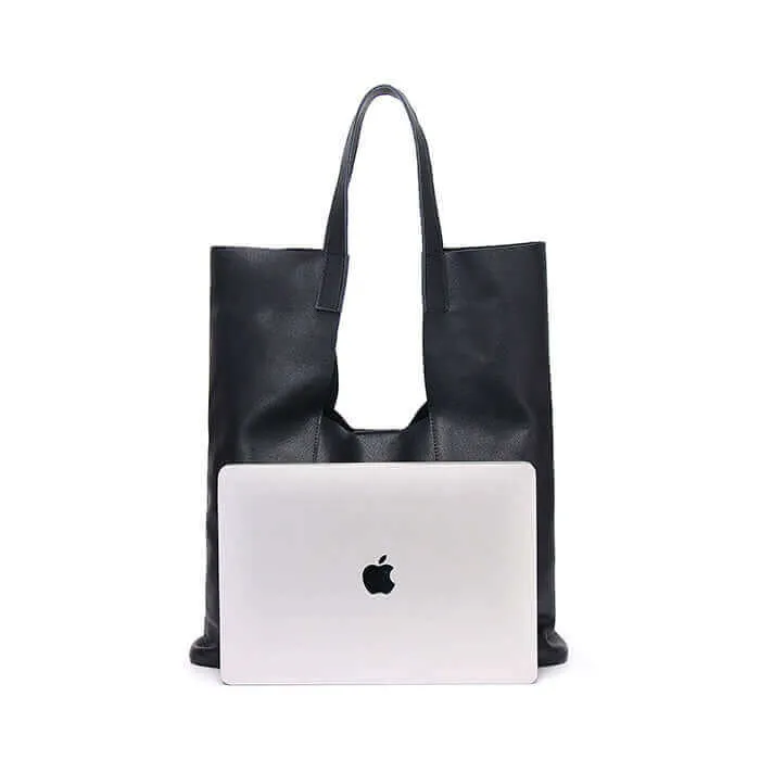 Stylish Black Leather Tote Bag for Women