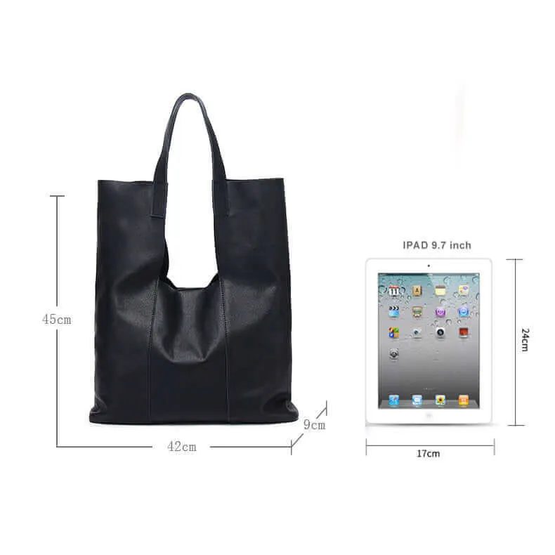 Stylish Black Leather Tote Bag for Women