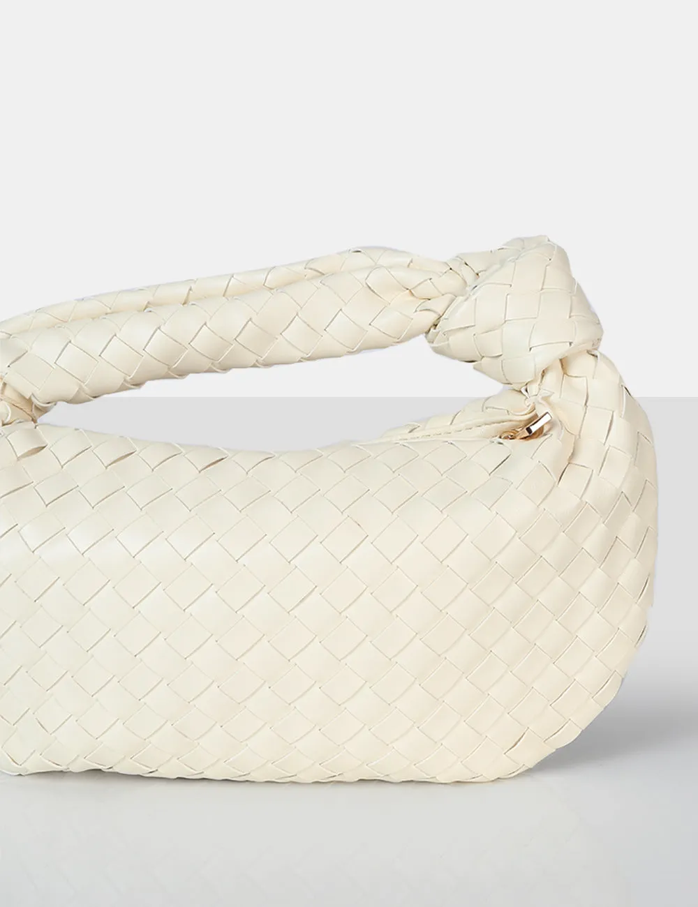 The Blame Ecru Woven PU Knot Detail Mini Grab Bag