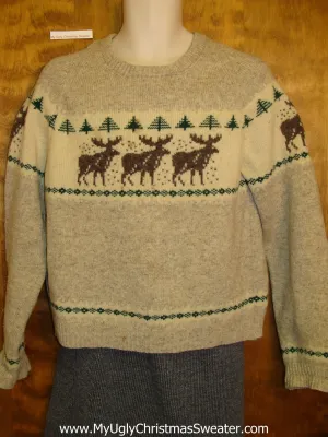 Vintage Reindeer Trio Ugliest Christmas Sweater