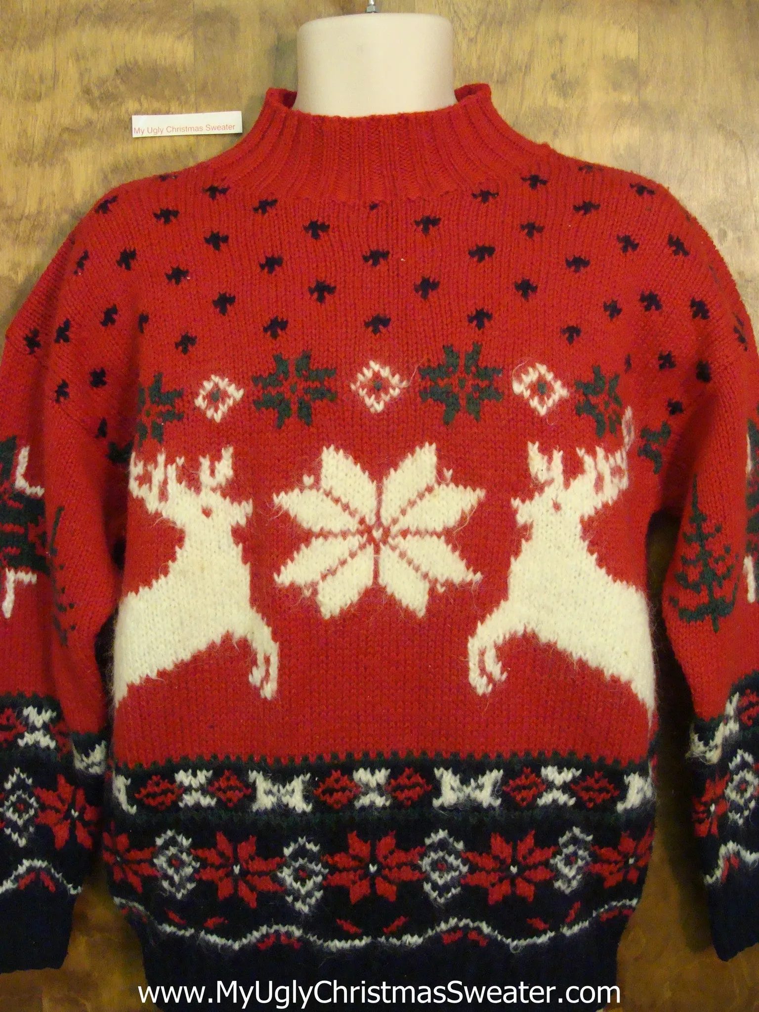 Vintage Style Leaping Reindeer Ugliest Christmas Sweater