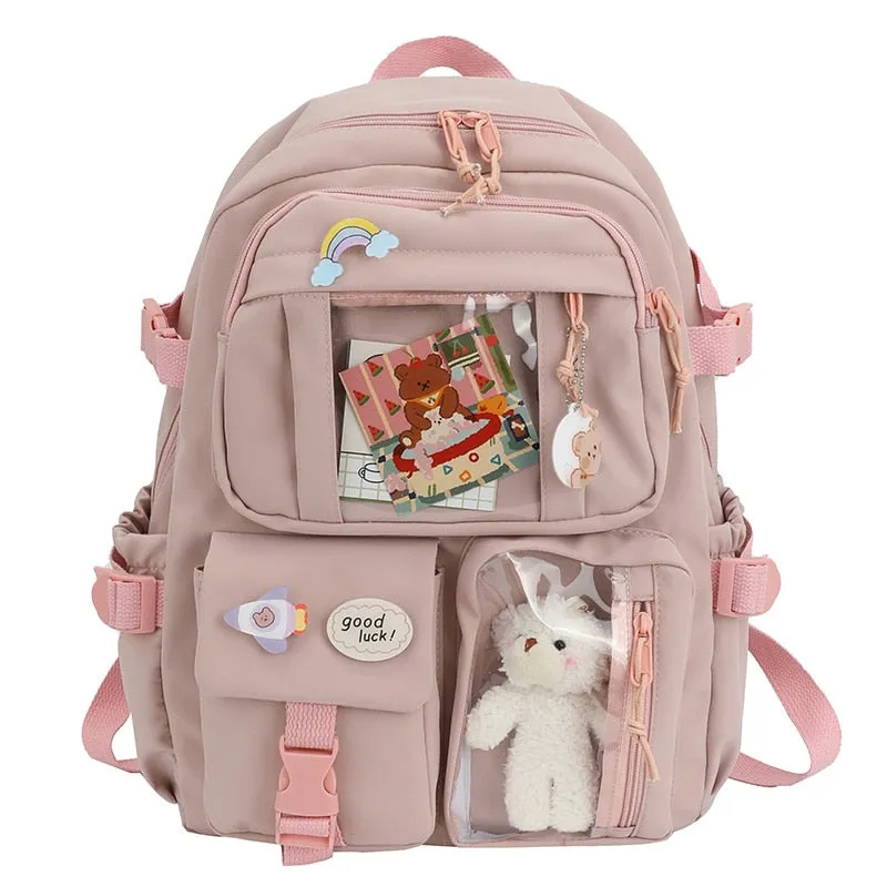 Wenkouban 2022Cute Women Backpacks Waterproof Multi-Pocket Nylon School Backpack For Student Female Girls Kawaii Laptop Book Pack Mochilas