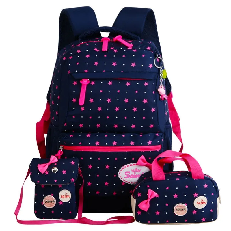 Wenkouban 3pcs/set Printing School Bags Backpacks Schoolbag Fashion Kids Lovely Backpack For Children Girls School bag Student Mochila sac