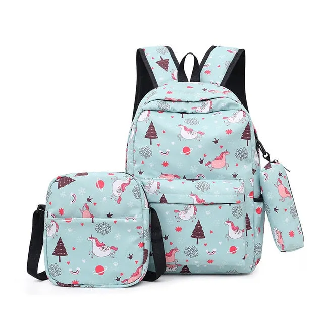 Wenkouban 3pcs/set Printing School Bags Backpacks Schoolbag Fashion Kids Lovely Backpack For Children Girls School bag Student Mochila sac