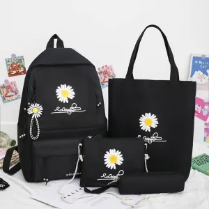 Wenkouban 4Pcs/Set Women School Backpacks Schoolbag Daisy Canvas For Teenagers Girls Student Book Bag Boys Satchel Bolsas Mochilas Sac New