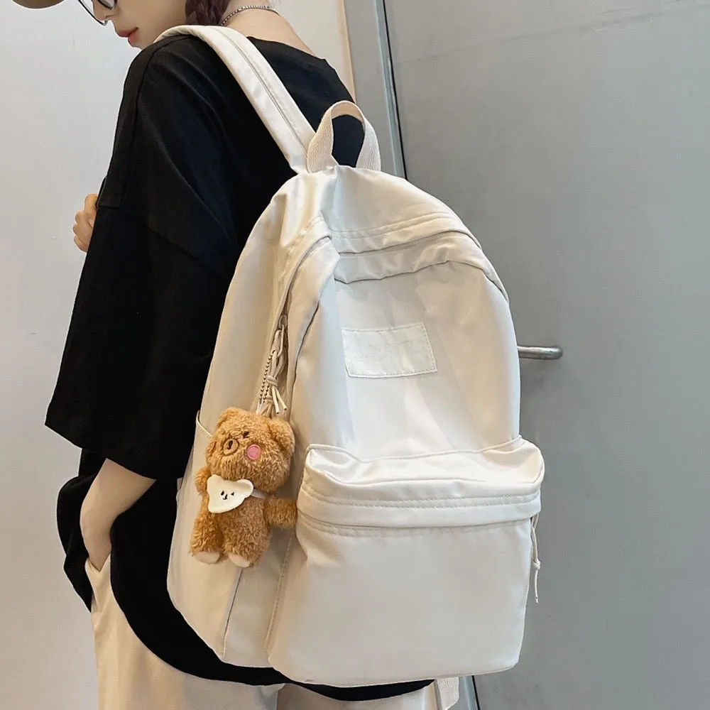 Wenkouban Book Black Ladies Backpacks Kawaii Girl School Nylon Bag Teen College Student Female Backpack Waterproof Cute Women Bags Fashion