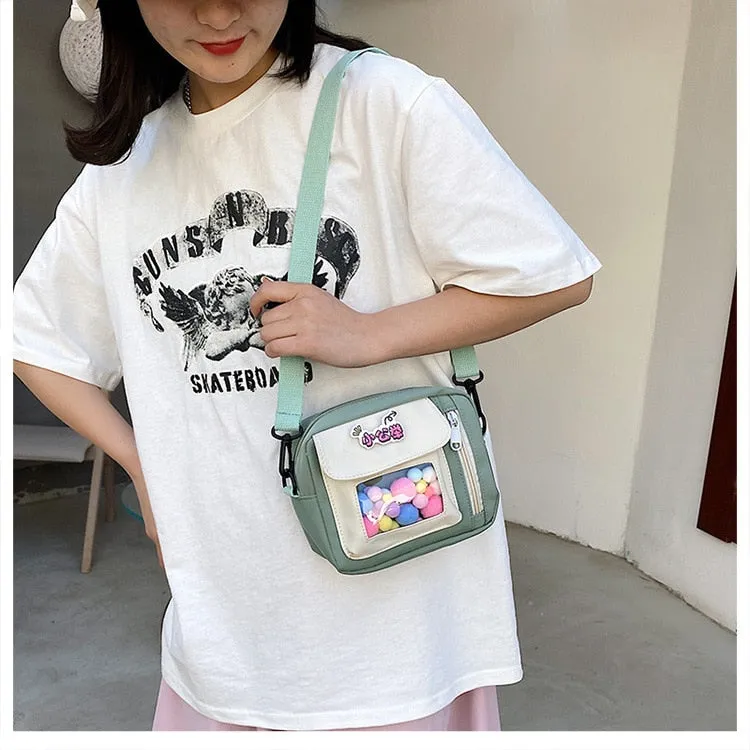 Wenkouban Cute Small Bag Women With Transparent Pocket Crossbody Bags Women Mini Shoulder Bag Nylon Bag Women Bolsa Feminina Phone Bags