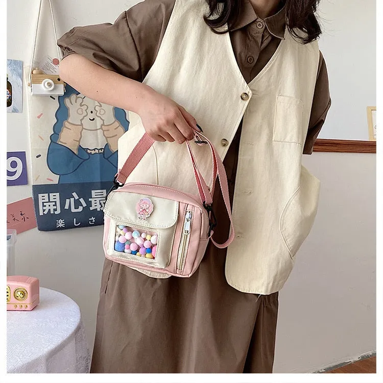 Wenkouban Cute Small Bag Women With Transparent Pocket Crossbody Bags Women Mini Shoulder Bag Nylon Bag Women Bolsa Feminina Phone Bags