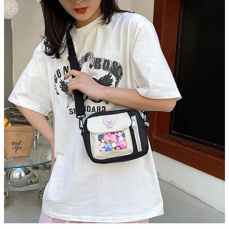 Wenkouban Cute Small Bag Women With Transparent Pocket Crossbody Bags Women Mini Shoulder Bag Nylon Bag Women Bolsa Feminina Phone Bags