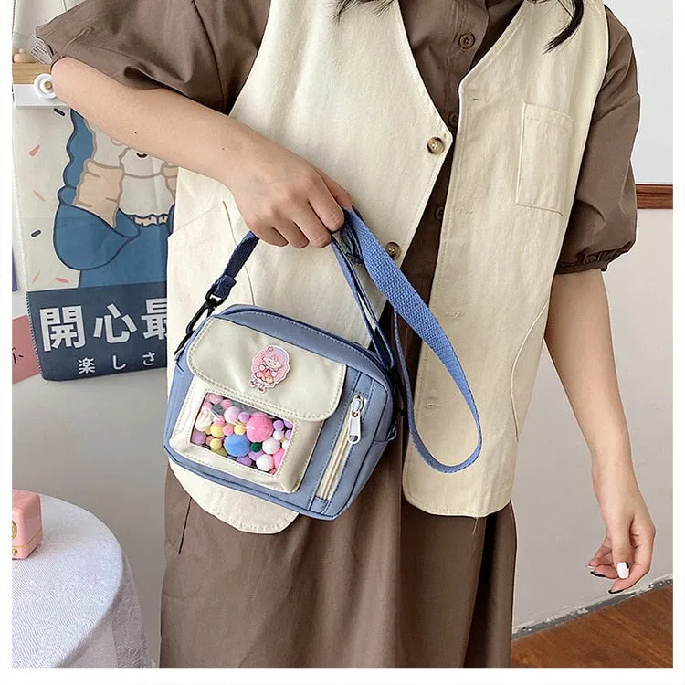 Wenkouban Cute Small Bag Women With Transparent Pocket Crossbody Bags Women Mini Shoulder Bag Nylon Bag Women Bolsa Feminina Phone Bags