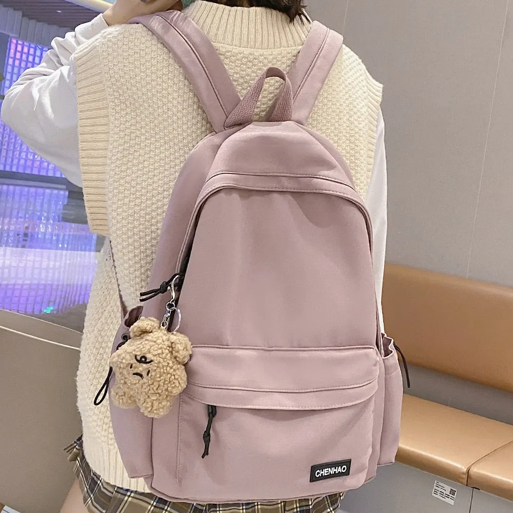 Wenkouban Female Waterproof White Laptop College Backpack Trendy Girl Cool Student Bag Fashion Cute Women Book Bag Ladies Travel Backpacks