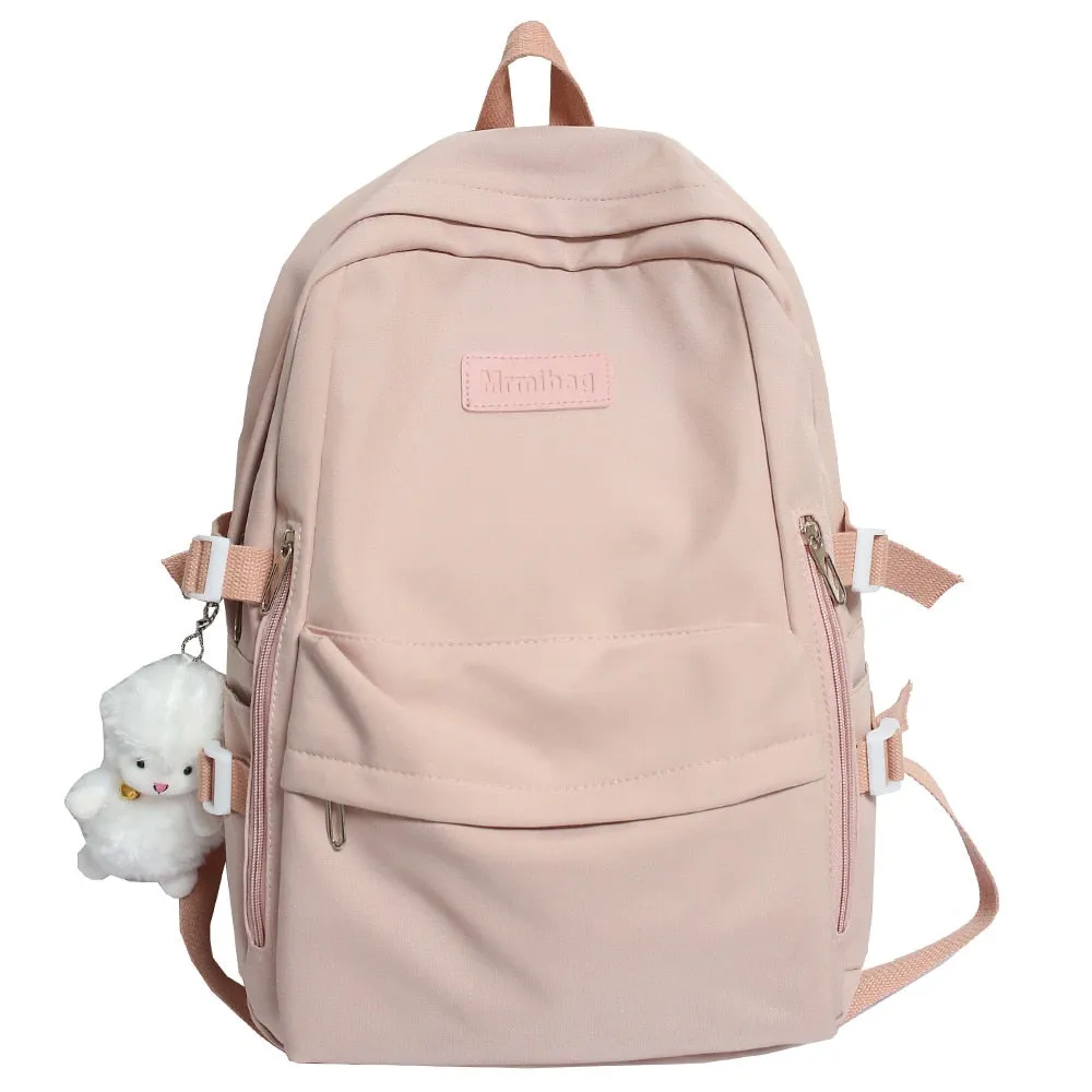 Wenkouban New Girl Laptop Waterproof Backpack Trendy Solid Color College Student Bag Female Kawaii Bag Lady Travel Backpacks Fashion Women