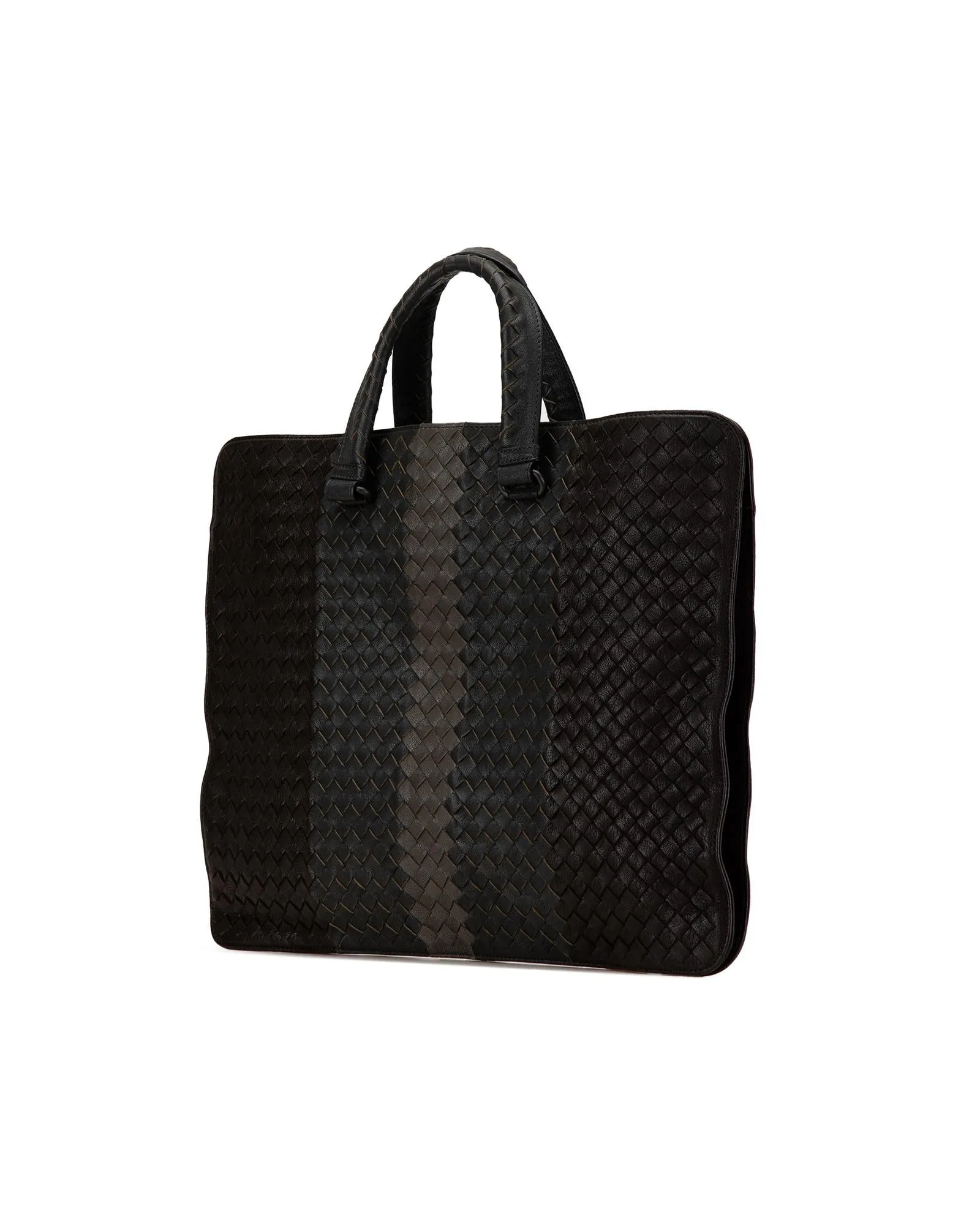 Woven Leather Briefcase with Adjustable Strap and Interior Pockets