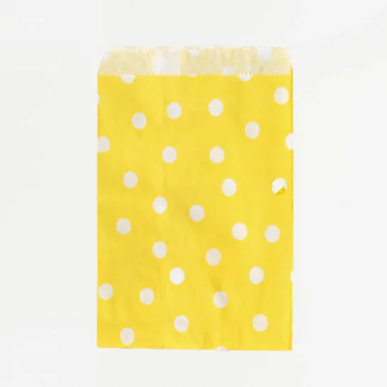 Yellow Polka Dot Paper Bags (12 Pack)