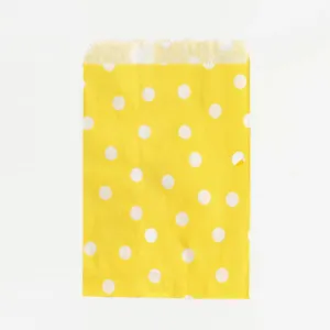 Yellow Polka Dot Paper Bags (12 Pack)